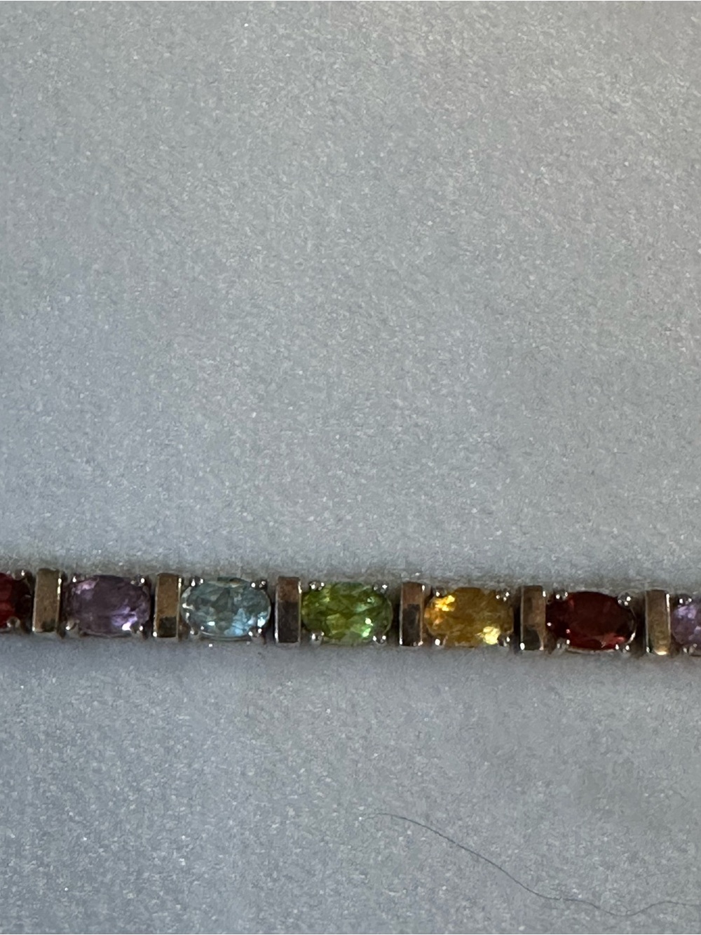 Multicolor Gemstone Tennis Bracelet - Women Jewelry. Sterling Silver. Vintage